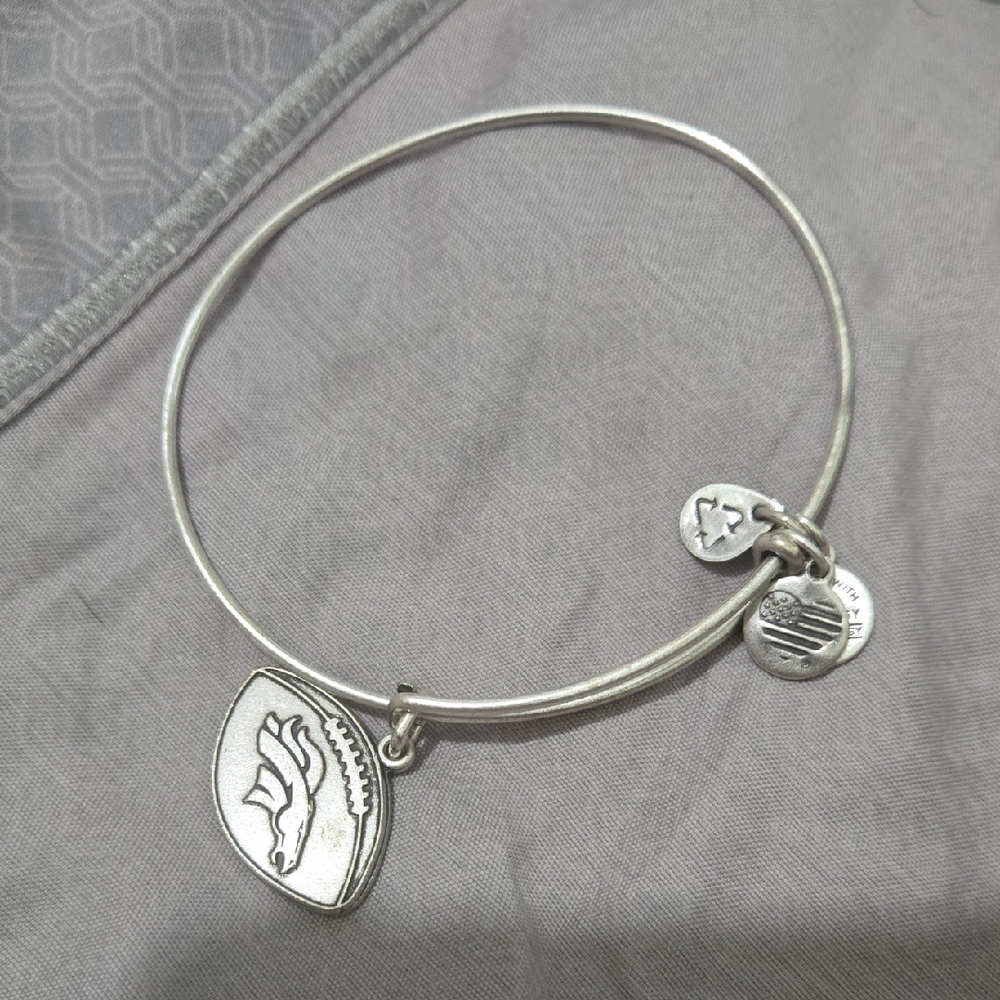 Alex and Ani Silver Denver Broncos Minimalist Charm Bracelet